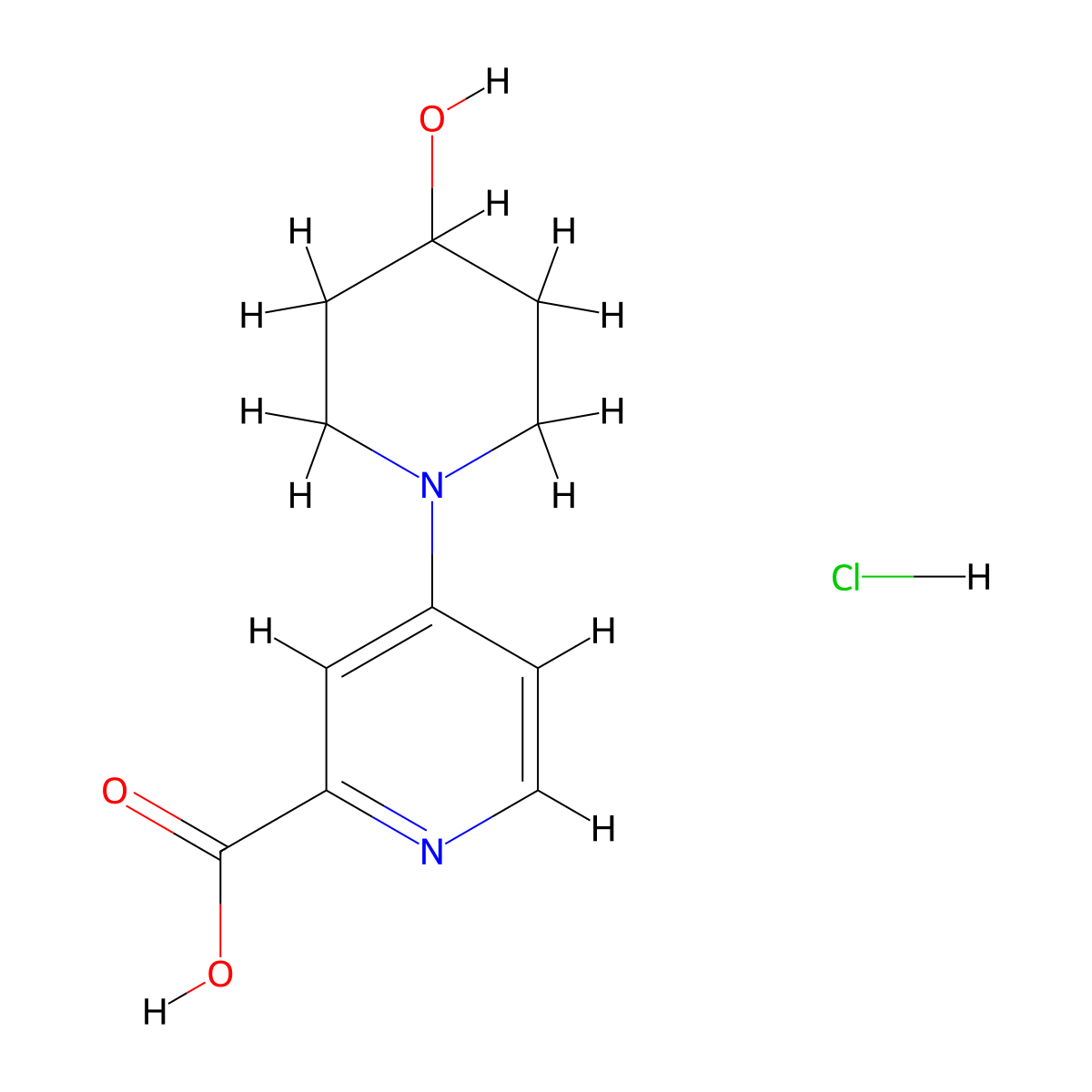 4-(4-Hydroxypiperidin-1-yl)pyridine-2-carboxylic acid hydrochloride molecular structure, CAS 1909326-42-6