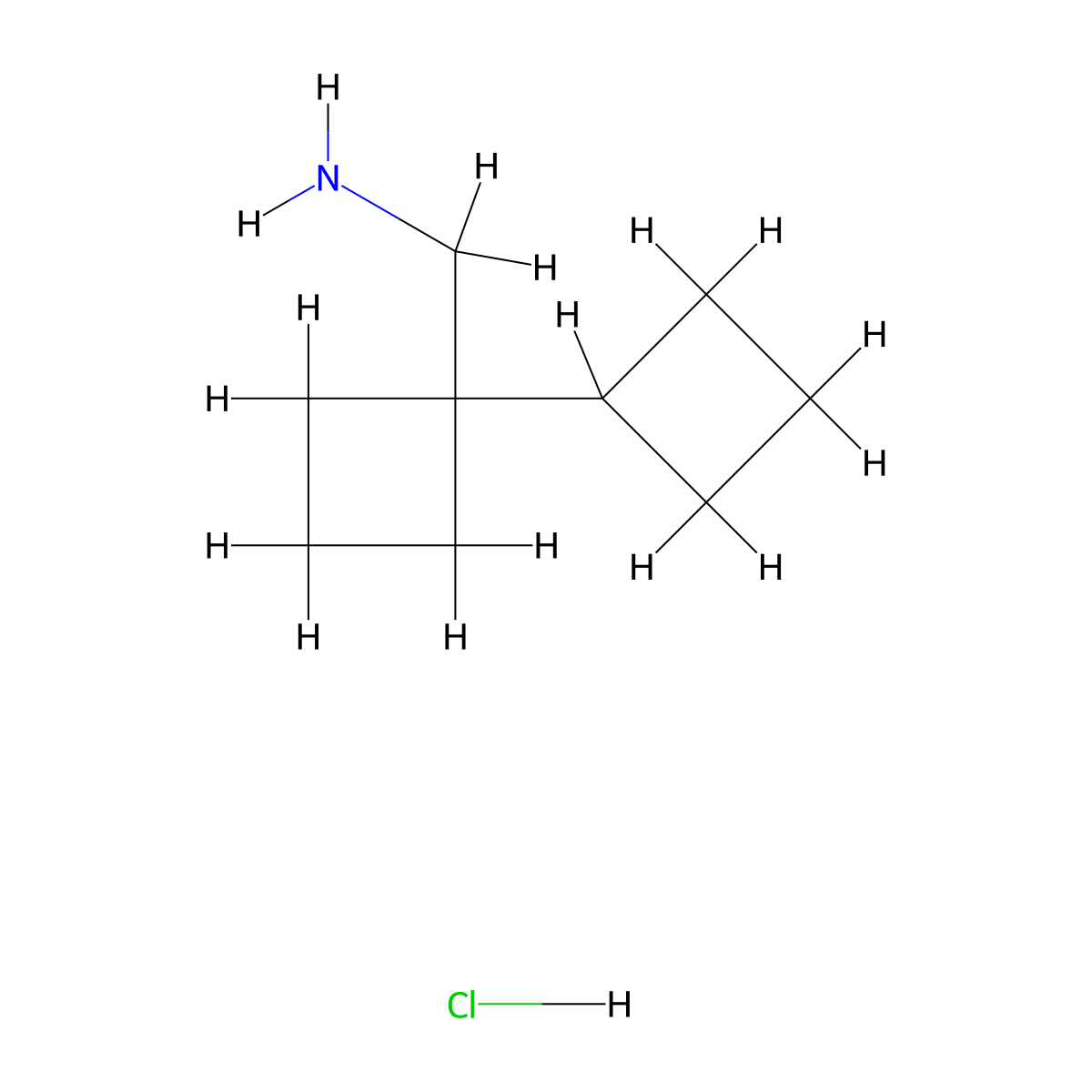 (1-Cyclobutylcyclobutyl)methanamine hydrochloride molecular structure, CAS 1909326-44-8