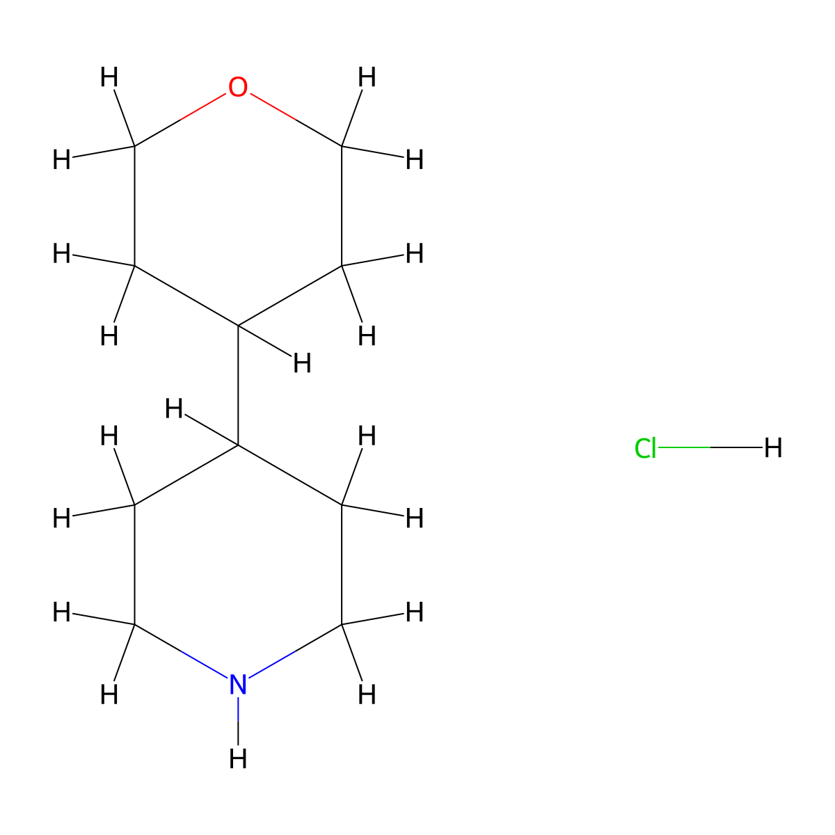 4-(Oxan-4-yl)piperidine hydrochloride molecular structure, CAS 1909326-53-9