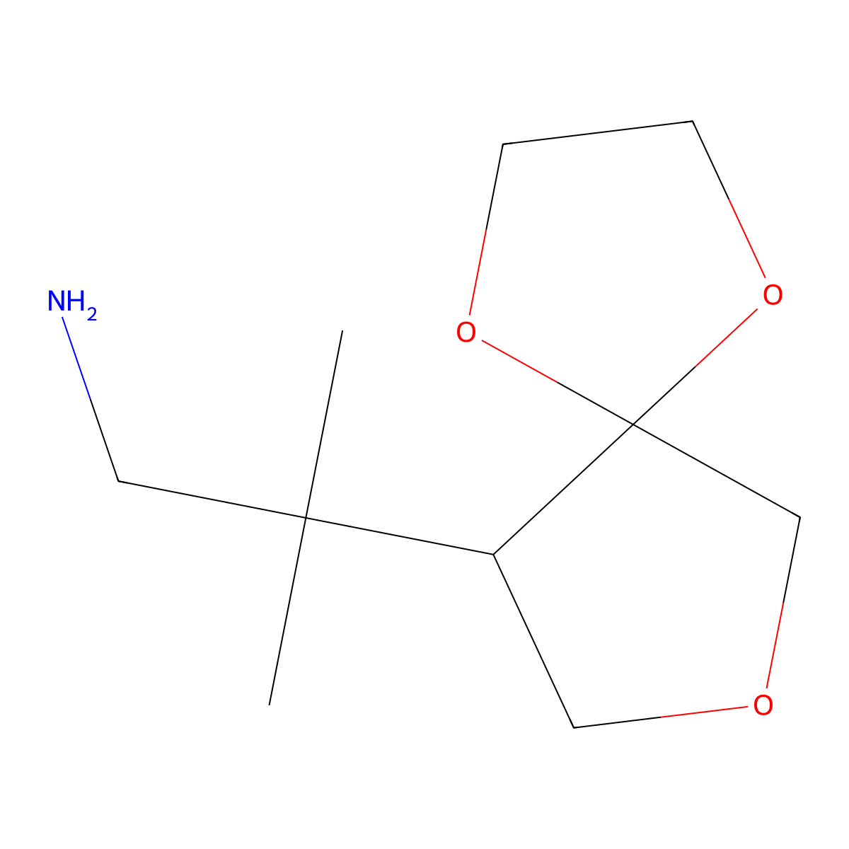 2-Methyl-2-{1,4,7-trioxaspiro[4.4]nonan-9-yl}propan-1-amine molecular structure, CAS 1909326-62-0