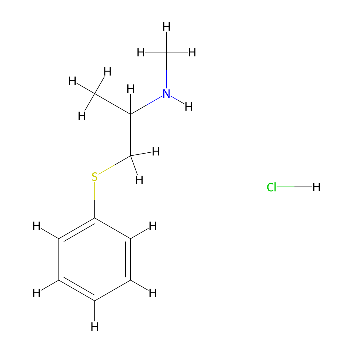 Methyl[1-(phenylsulfanyl)propan-2-yl]amine hydrochloride molecular structure, CAS 1909326-70-0