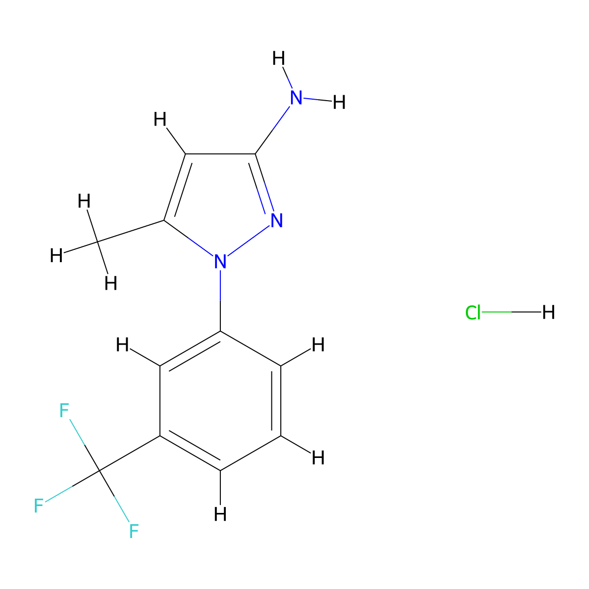 5-methyl-1-[3-(trifluoromethyl)phenyl]-1H-pyrazol-3-amine hydrochloride molecular structure, CAS 1909326-85-7