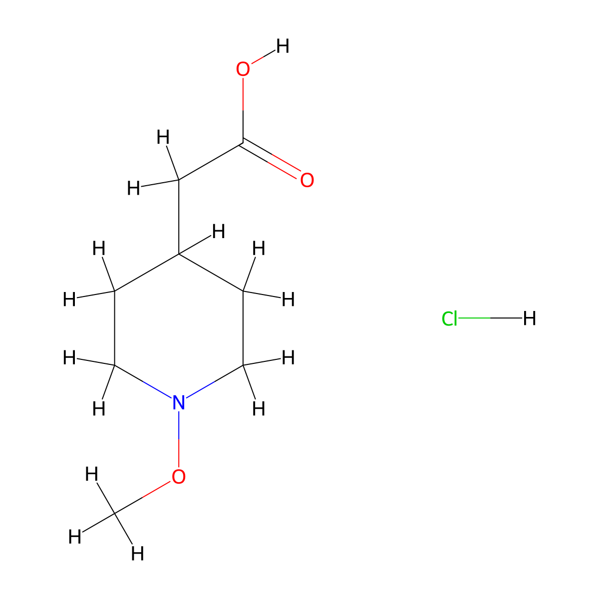 2-(1-Methoxypiperidin-4-yl)acetic acid hydrochloride molecular structure, CAS 1909326-89-1