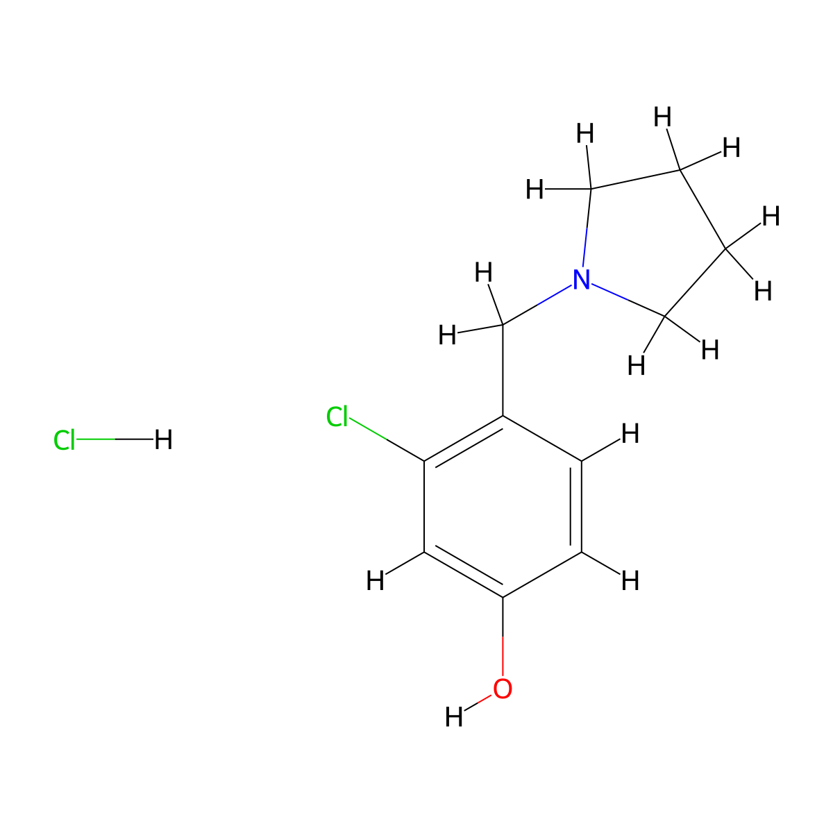 3-Chloro-4-[(pyrrolidin-1-yl)methyl]phenol hydrochloride molecular structure, CAS 1909327-01-0