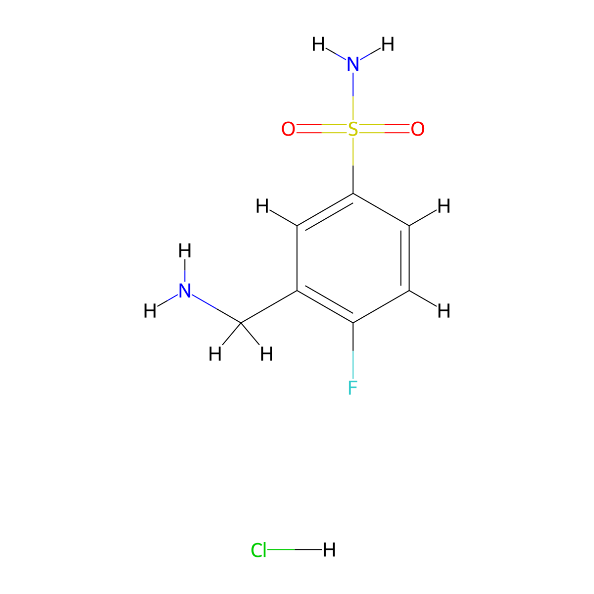 3-(Aminomethyl)-4-fluorobenzene-1-sulfonamide hydrochloride molecular structure, CAS 1909327-05-4