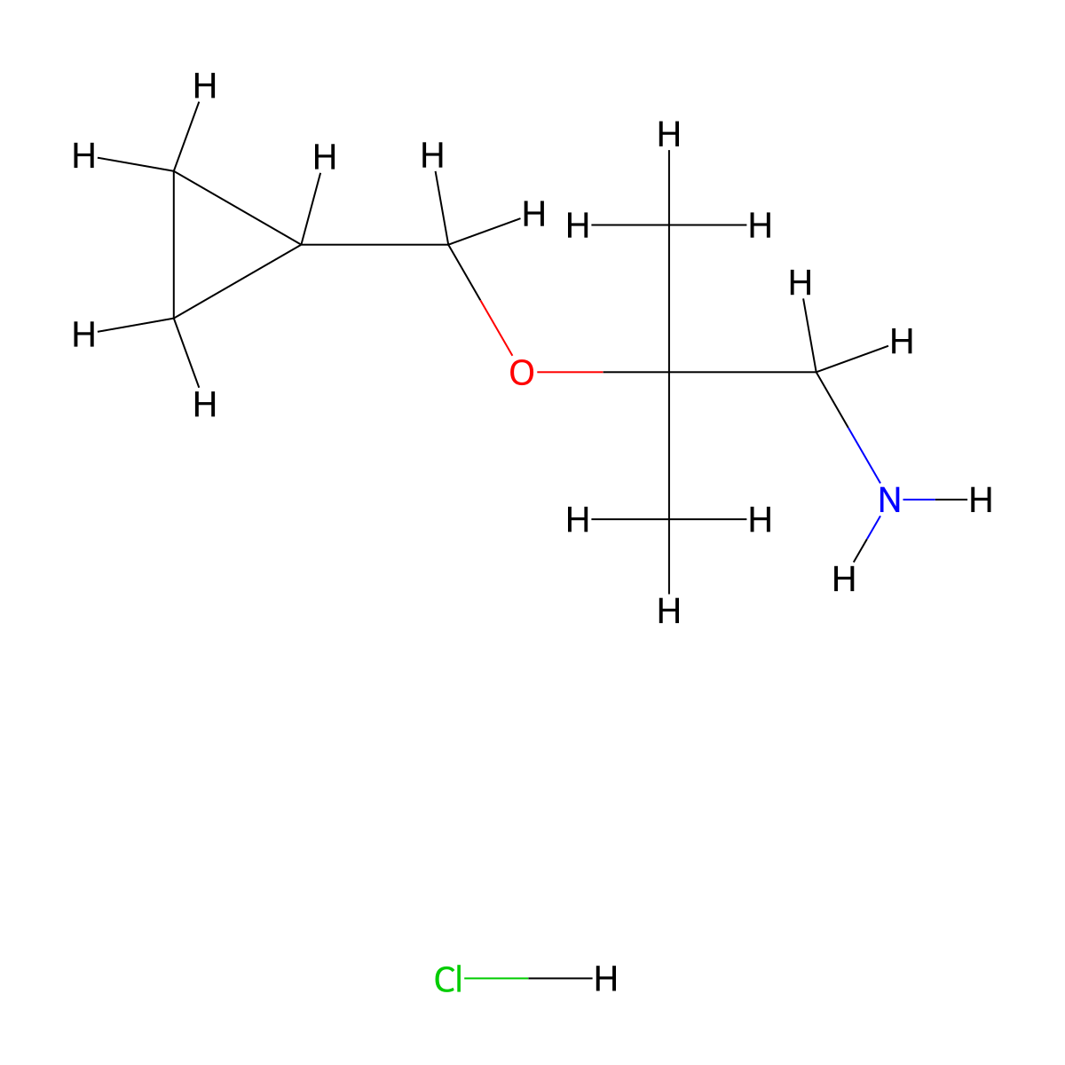 2-(Cyclopropylmethoxy)-2-methylpropan-1-amine hydrochloride molecular structure, CAS 1909327-11-2