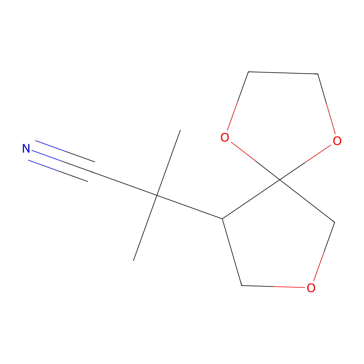 2-Methyl-2-{1,4,7-trioxaspiro[4.4]nonan-9-yl}propanenitrile molecular structure, CAS 1909327-19-0