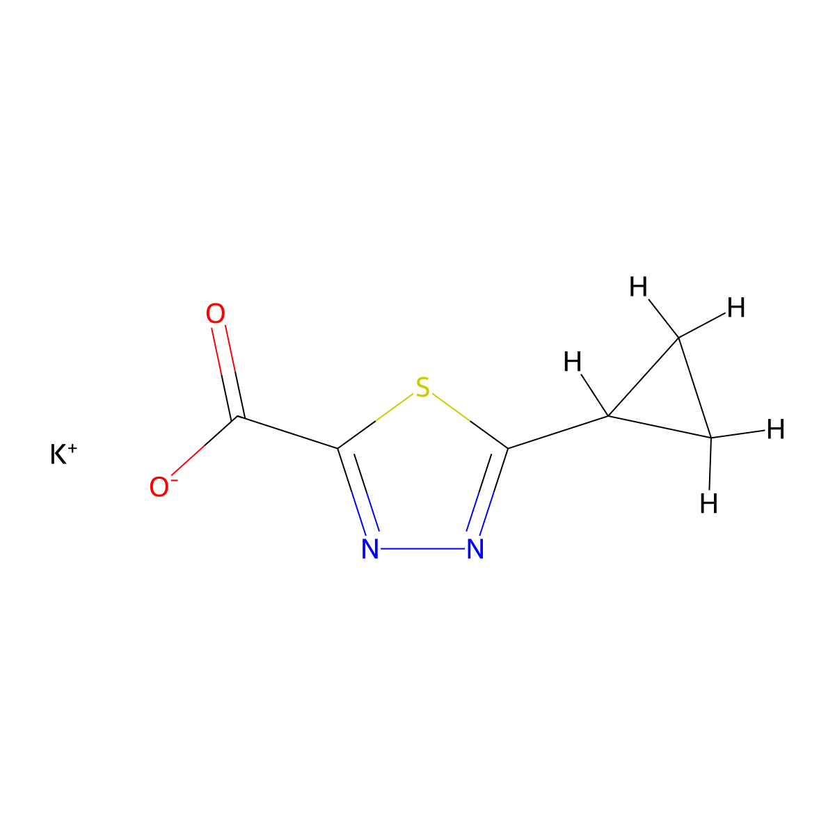 Potassium 5-cyclopropyl-1,3,4-thiadiazole-2-carboxylate molecular structure, CAS 1909327-39-4