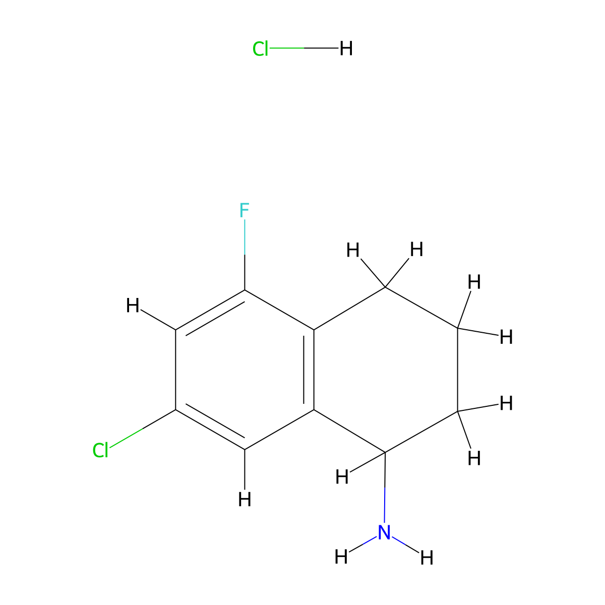 7-Chloro-5-fluoro-1,2,3,4-tetrahydronaphthalen-1-amine hydrochloride molecular structure, CAS 1909327-49-6