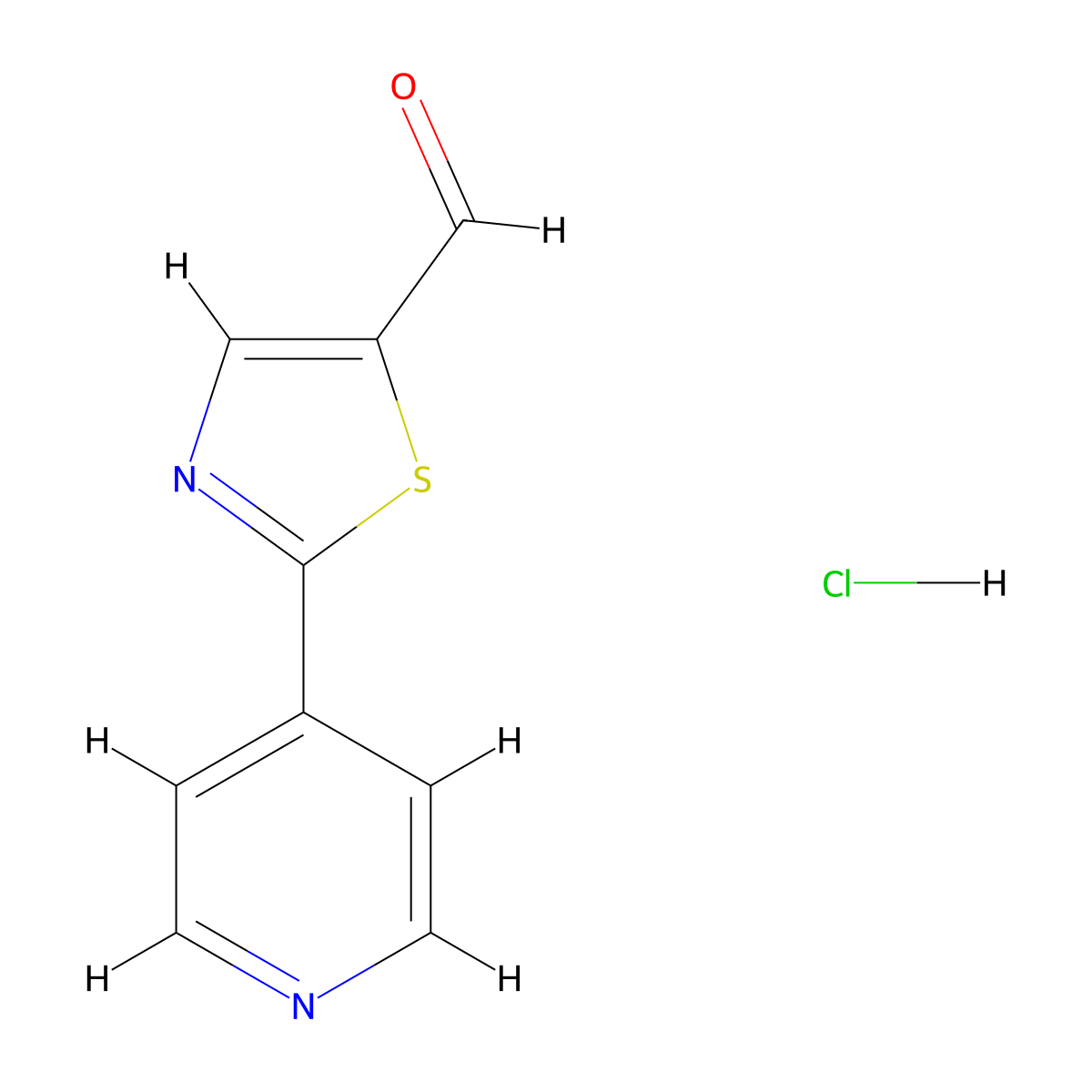 2-(Pyridin-4-yl)-1,3-thiazole-5-carbaldehyde hydrochloride molecular structure, CAS 1909327-51-0