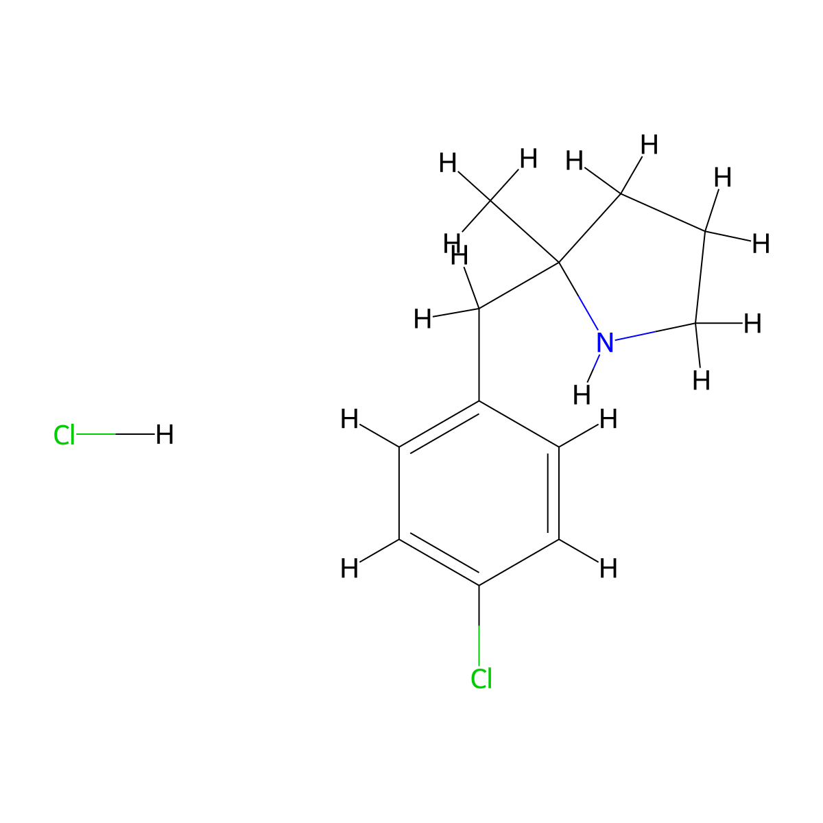 2-[(4-Chlorophenyl)methyl]-2-methylpyrrolidine hydrochloride molecular structure, CAS 1909327-53-2
