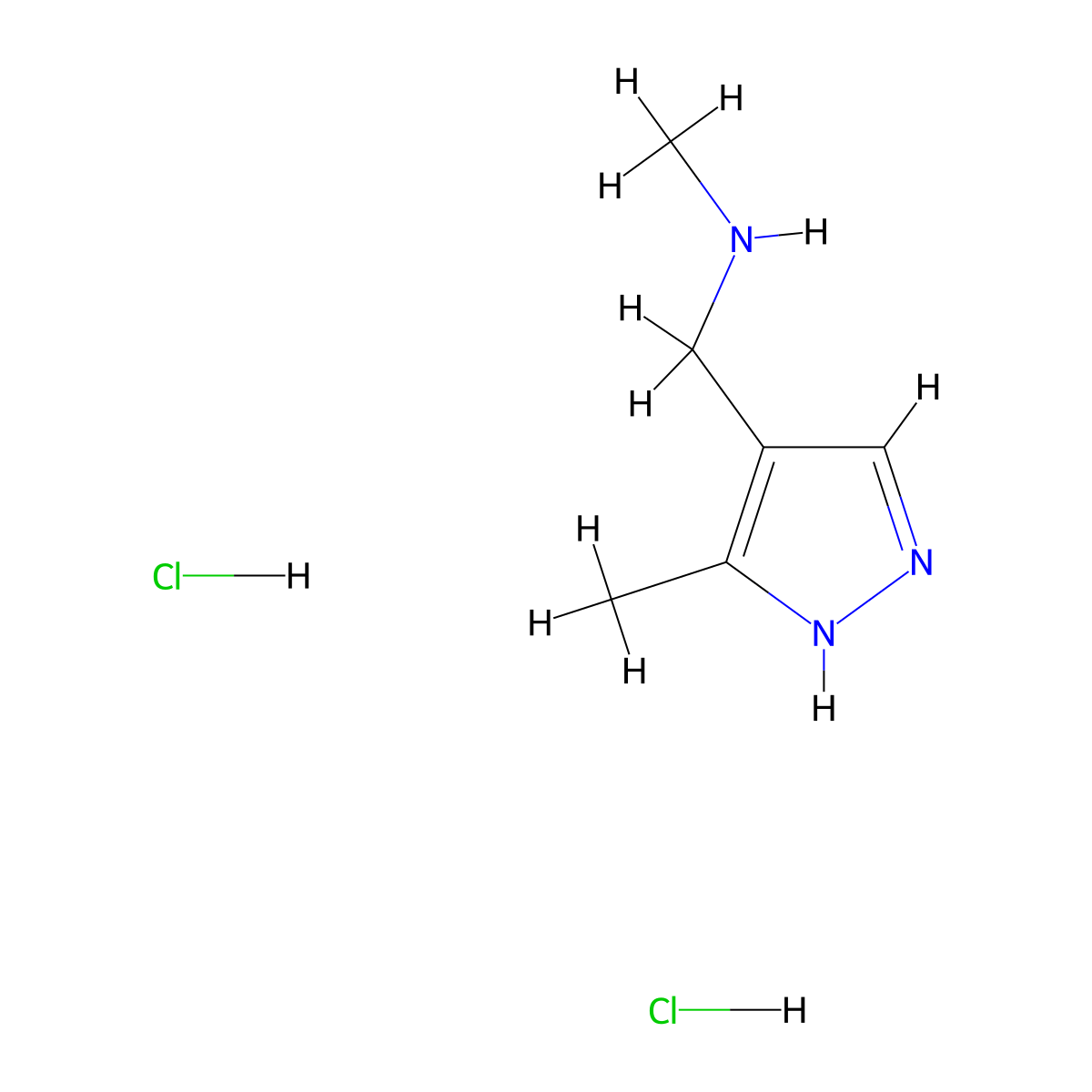 methyl((3-methyl-1H-pyrazol-4-yl)methyl)amine dihydrochloride molecular structure, CAS 1909327-84-9