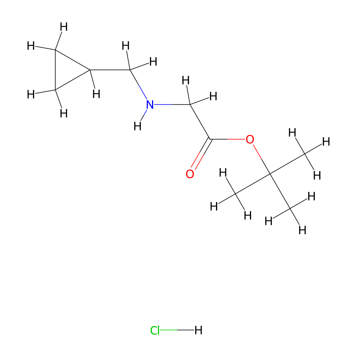 Tert-butyl 2-[(cyclopropylmethyl)amino]acetate hydrochloride molecular structure, CAS 1909327-88-3