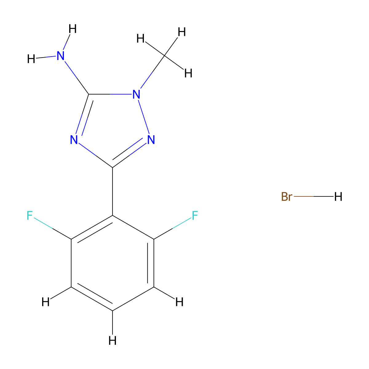 3-(2,6-difluorophenyl)-1-methyl-1H-1,2,4-triazol-5-amine hydrobromide molecular structure, CAS 1909327-90-7