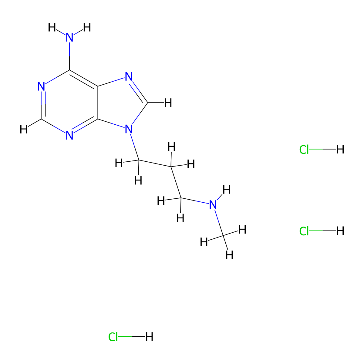 9-[3-(methylamino)propyl]-9H-purin-6-amine trihydrochloride molecular structure, CAS 1909327-99-6