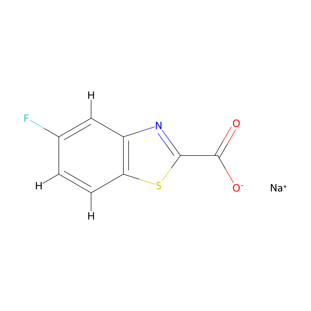 Sodium 5-fluoro-1,3-benzothiazole-2-carboxylate molecular structure, CAS 1909328-01-3