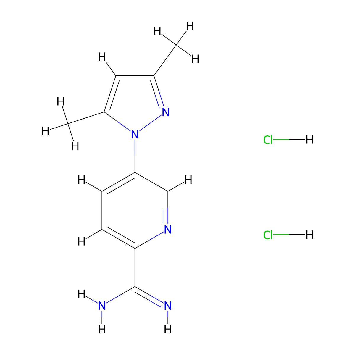 5-(3,5-dimethyl-1H-pyrazol-1-yl)pyridine-2-carboximidamide dihydrochloride molecular structure, CAS 1909328-03-5