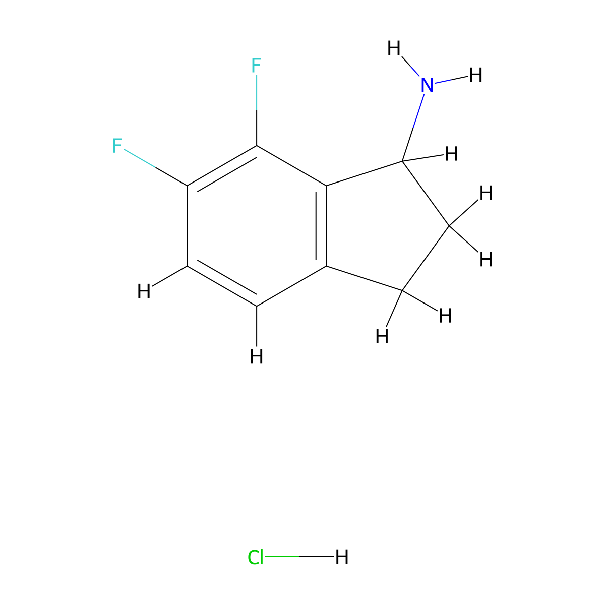 6,7-difluoro-2,3-dihydro-1H-inden-1-amine hydrochloride molecular structure, CAS 1909328-05-7