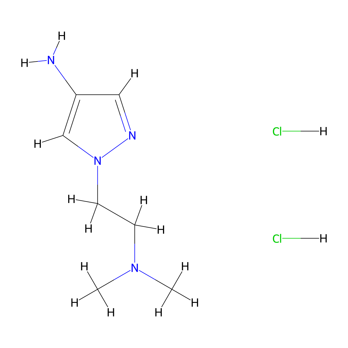 1-[2-(dimethylamino)ethyl]-1H-pyrazol-4-amine dihydrochloride molecular structure, CAS 1909328-09-1