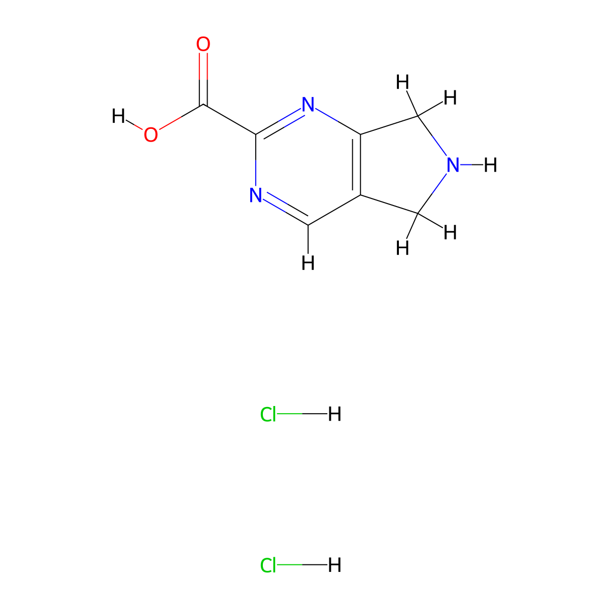 5H,6H,7H-pyrrolo[3,4-d]pyrimidine-2-carboxylic acid dihydrochloride molecular structure, CAS 1909328-17-1