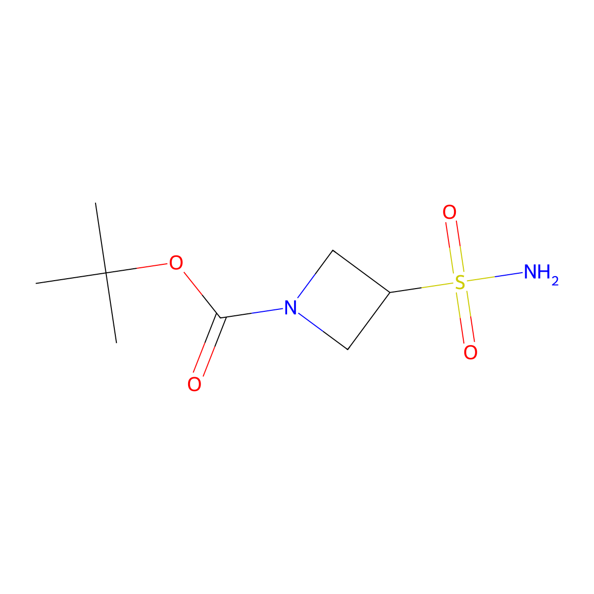 Tert-butyl 3-sulfamoylazetidine-1-carboxylate molecular structure, CAS 1909335-86-9