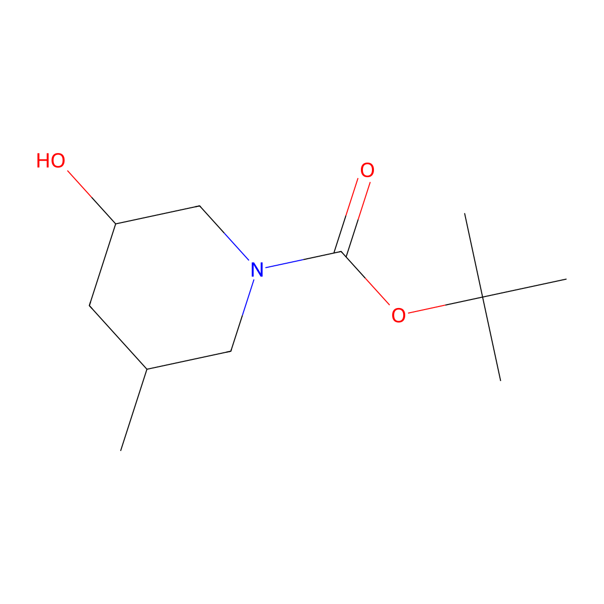 Tert-butyl 3-hydroxy-5-methylpiperidine-1-carboxylate molecular structure, CAS 1909335-89-2