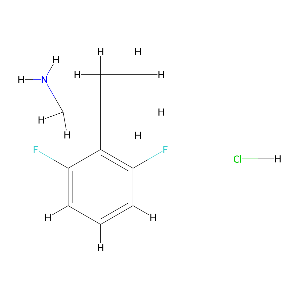 [1-(2,6-Difluorophenyl)cyclobutyl]methanamine hydrochloride molecular structure, CAS 1909335-91-6
