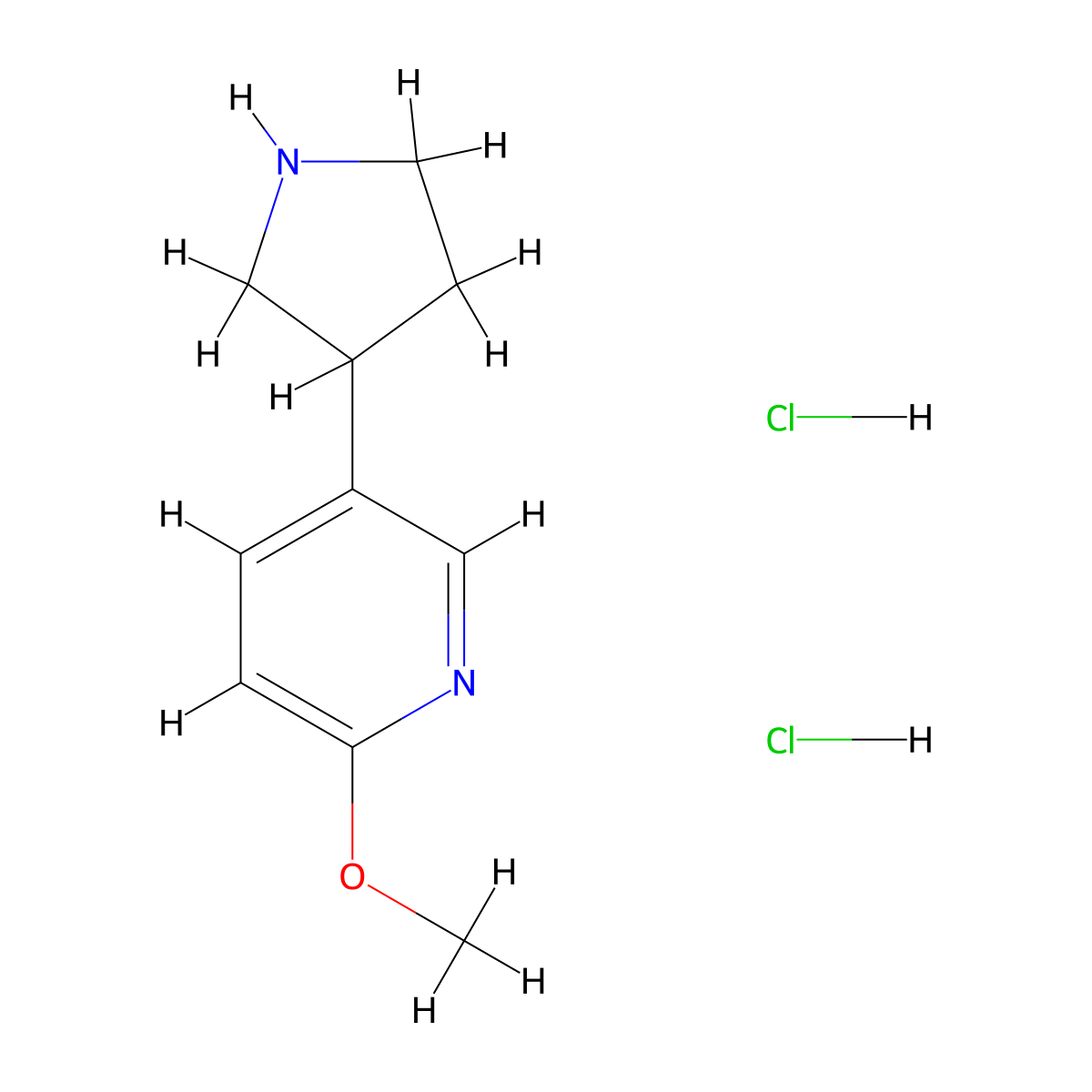 2-Methoxy-5-(pyrrolidin-3-yl)pyridine dihydrochloride molecular structure, CAS 1909335-96-1