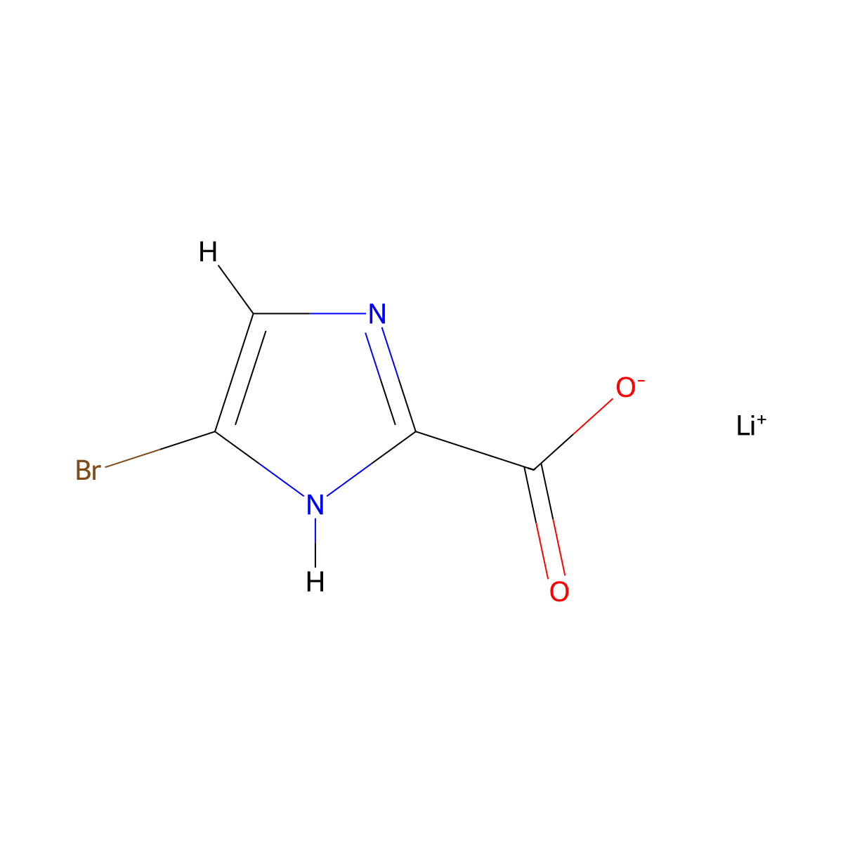lithium(1+) ion 4-bromo-1H-imidazole-2-carboxylate molecular structure, CAS 1909335-99-4