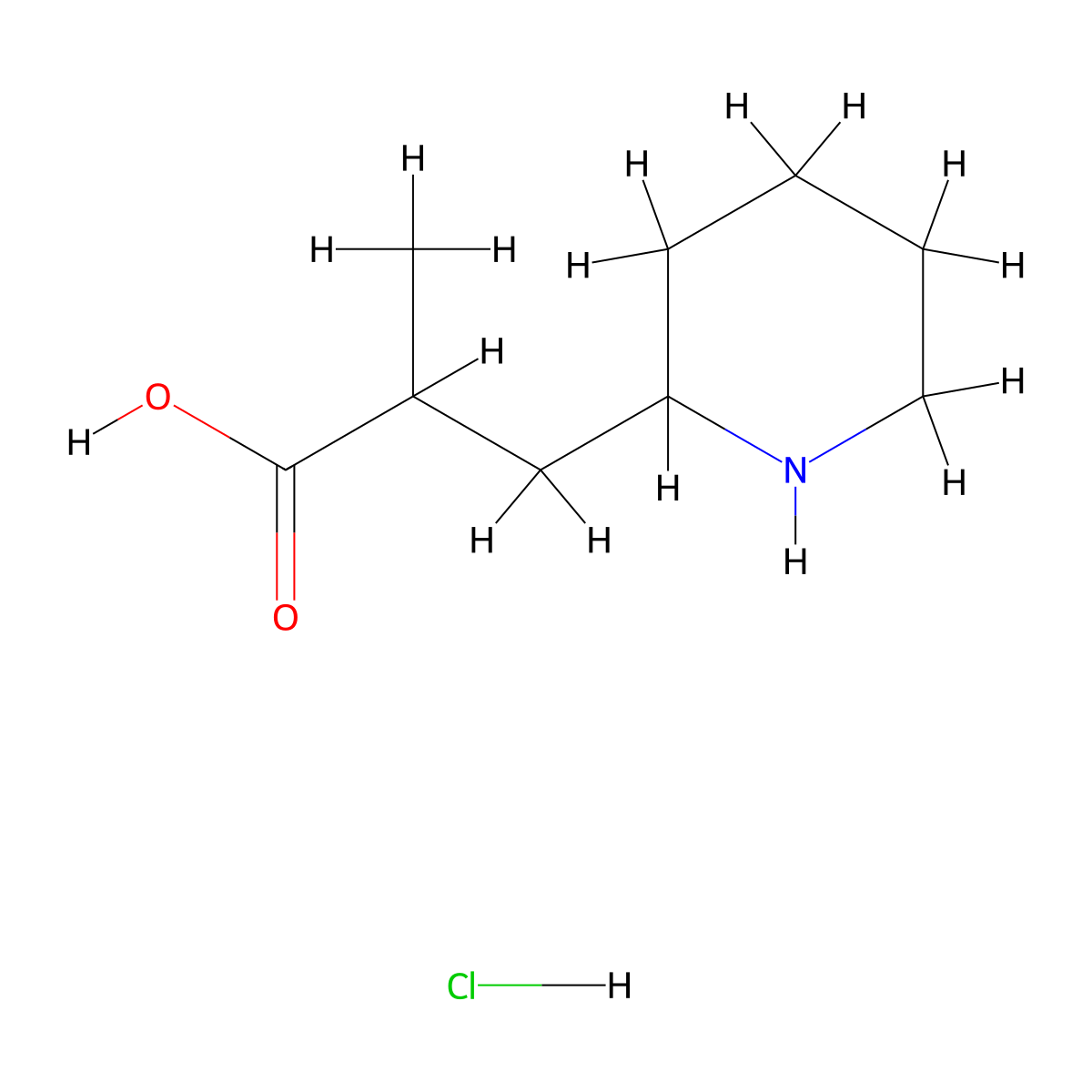 2-Methyl-3-(piperidin-2-yl)propanoic acid hydrochloride molecular structure, CAS 1909336-01-1