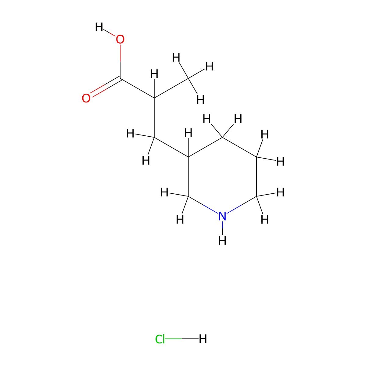 2-Methyl-3-(piperidin-3-yl)propanoic acid hydrochloride molecular structure, CAS 1909336-02-2