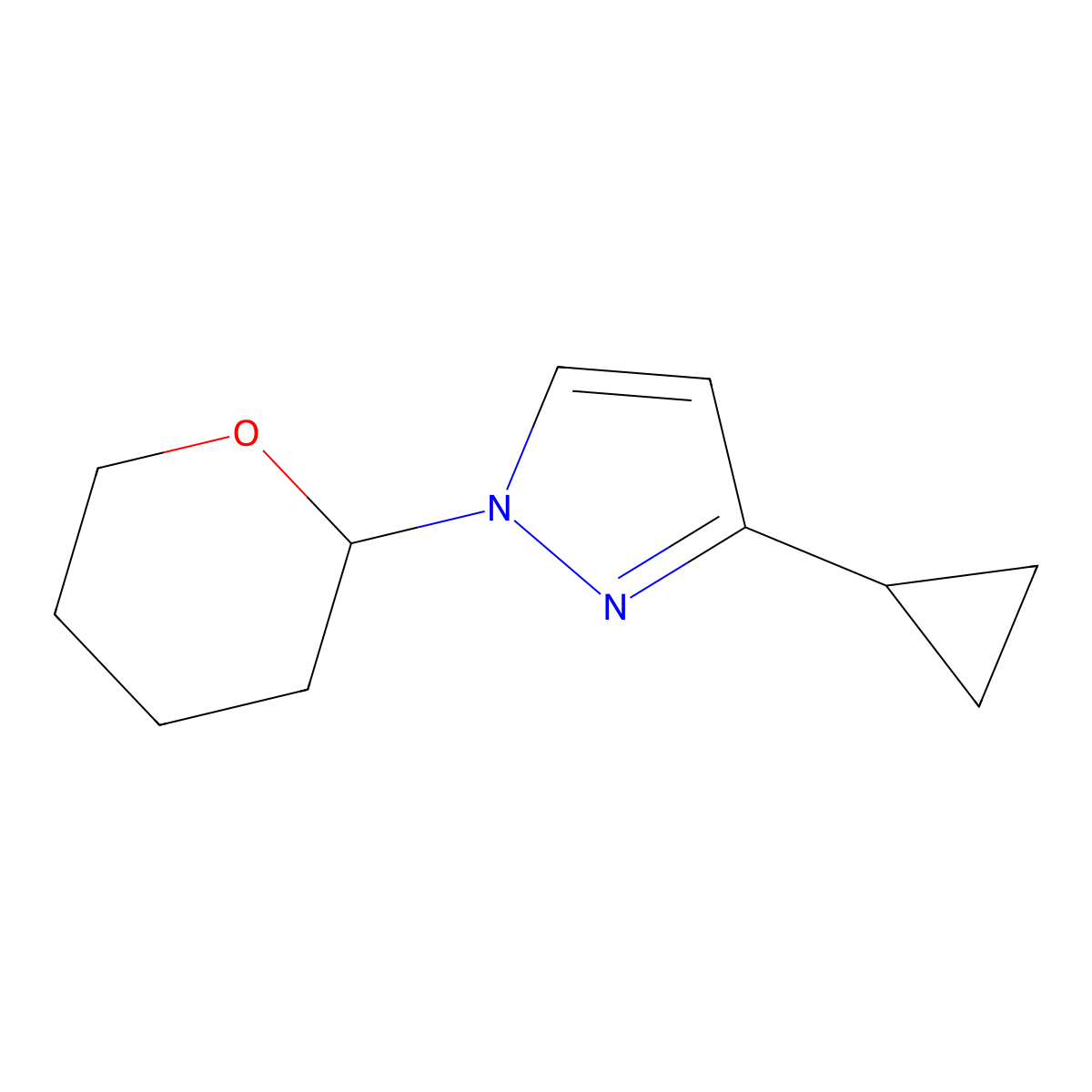 3-Cyclopropyl-1-(oxan-2-yl)-1H-pyrazole molecular structure, CAS 1909336-11-3