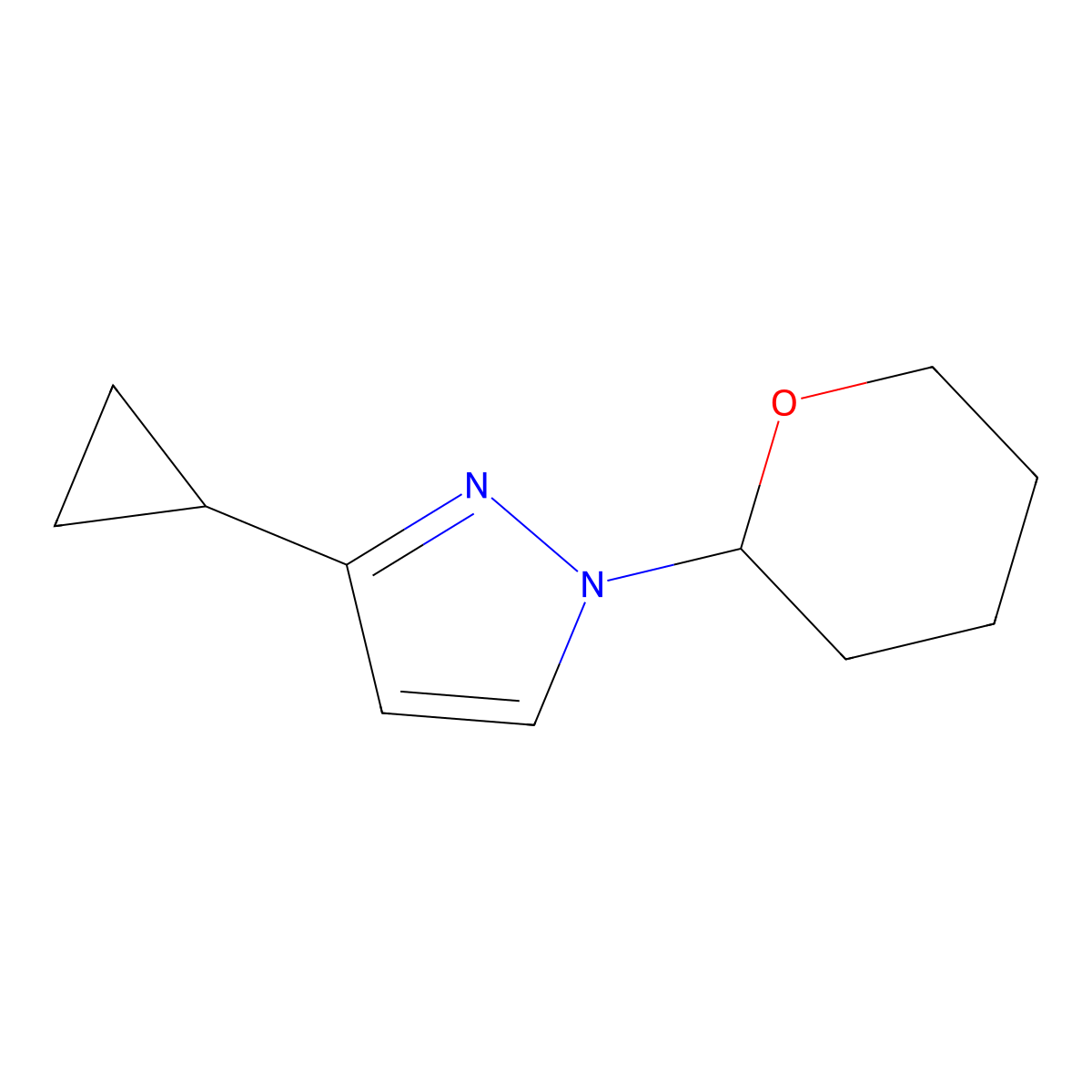 3-Cyclopropyl-1-(oxan-2-yl)-1H-pyrazole molecular structure, CAS 1909336-11-3