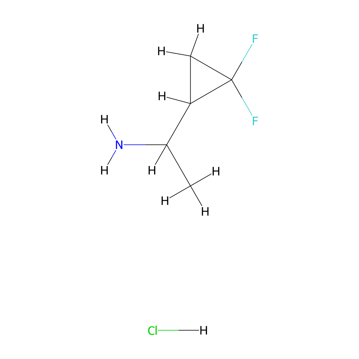 1-(2,2-Difluorocyclopropyl)ethan-1-amine hydrochloride molecular structure, CAS 1909336-13-5