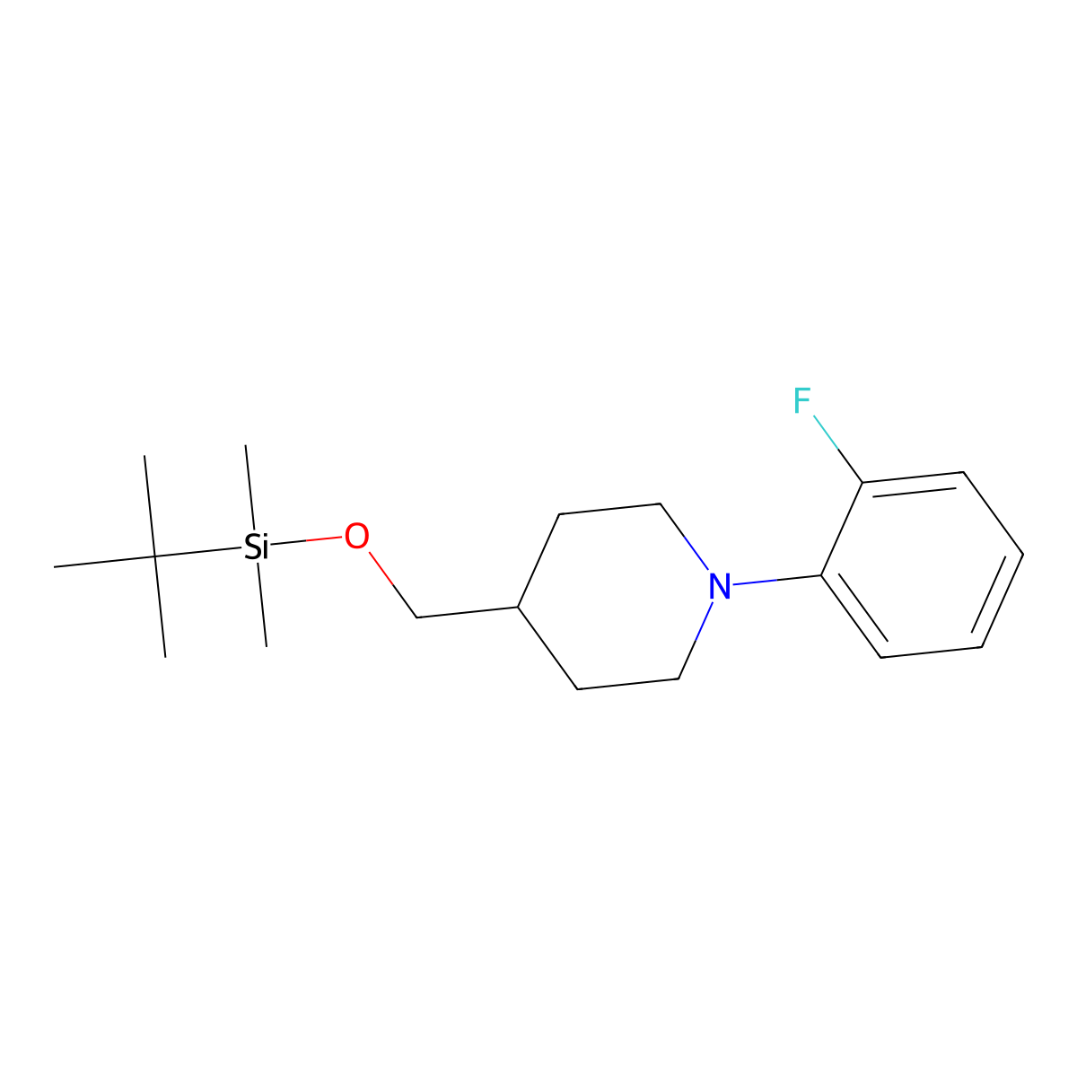4-{[(Tert-butyldimethylsilyl)oxy]methyl}-1-(2-fluorophenyl)piperidine molecular structure, CAS 1909336-18-0