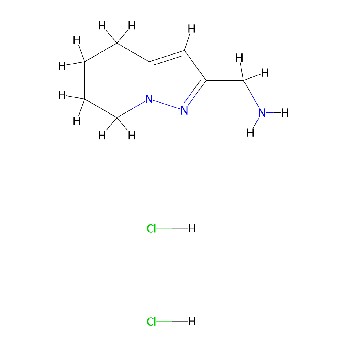 (4H,5H,6H,7H-pyrazolo(1,5-a)pyridin-2-yl)methanamine dihydrochloride molecular structure, CAS 1909336-24-8