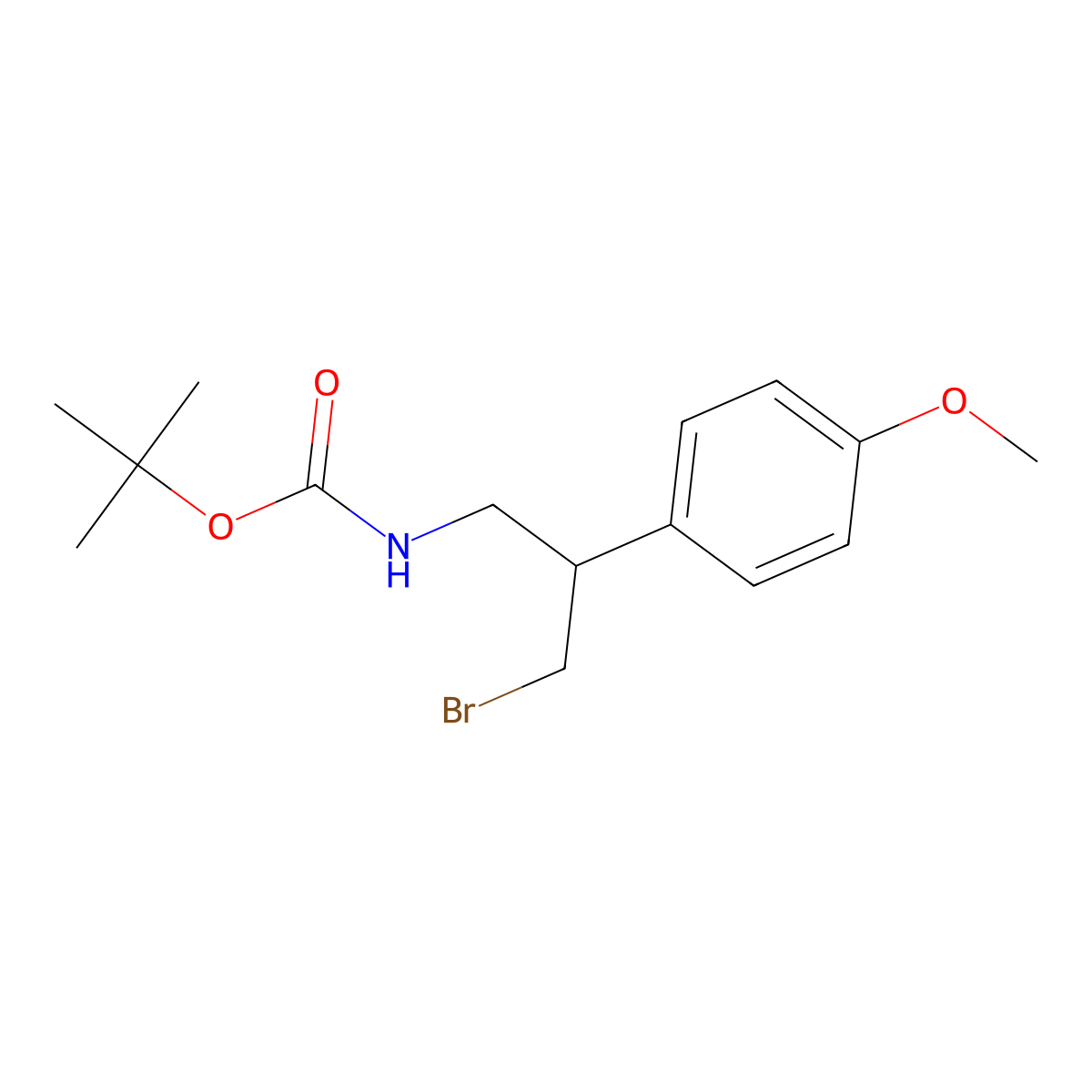 tert-butyl N-[3-bromo-2-(4-methoxyphenyl)propyl]carbamate molecular structure, CAS 1909336-30-6