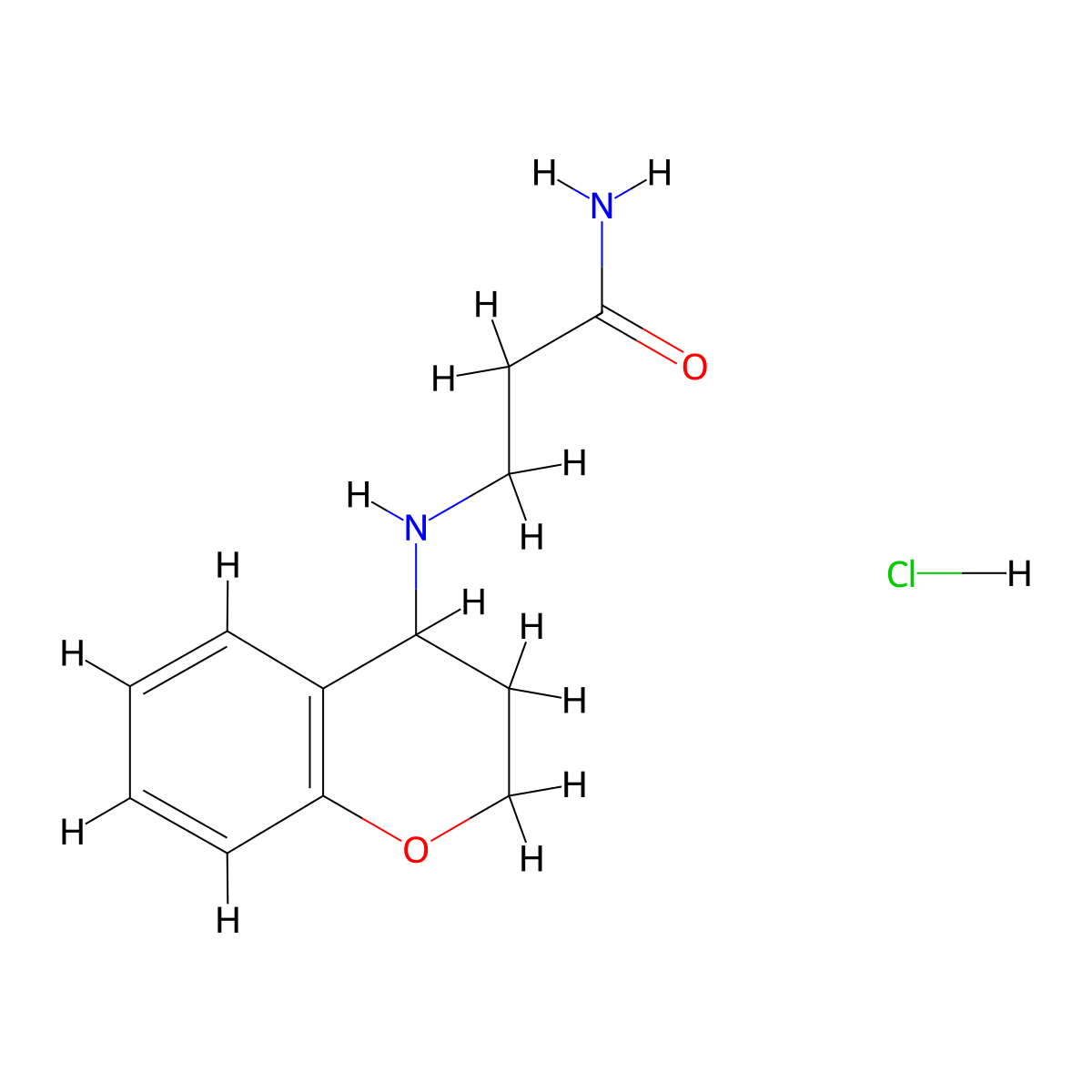 3-[(3,4-dihydro-2H-1-benzopyran-4-yl)amino]propanamide hydrochloride molecular structure, CAS 1909336-34-0