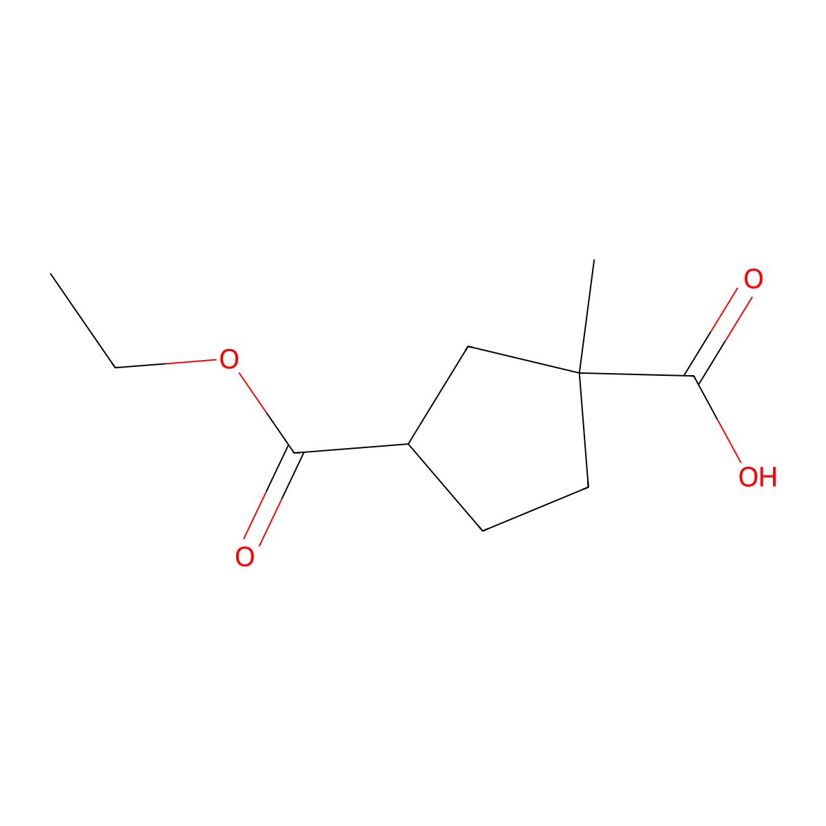 3-(Ethoxycarbonyl)-1-methylcyclopentane-1-carboxylic acid molecular structure, CAS 1909336-36-2