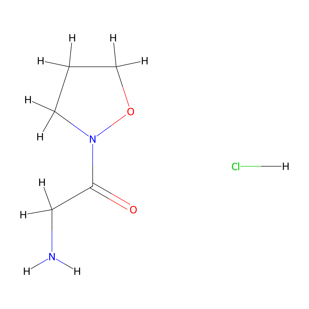 2-Amino-1-(1,2-oxazolidin-2-yl)ethan-1-one hydrochloride molecular structure, CAS 1909336-42-0