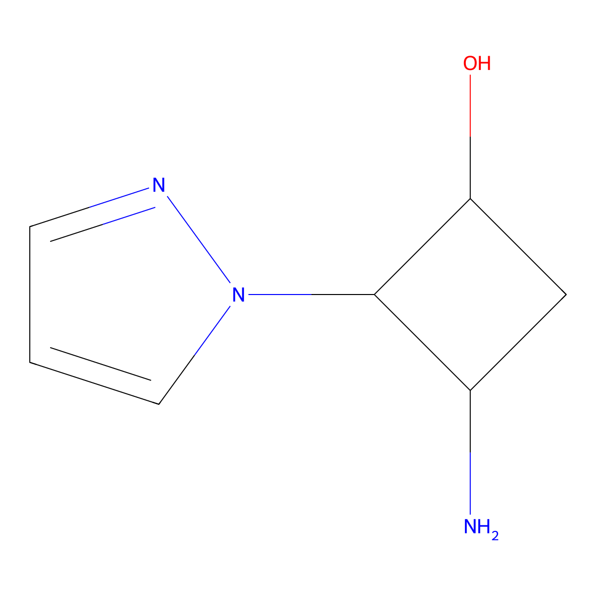 3-Amino-2-(1H-pyrazol-1-yl)cyclobutan-1-ol molecular structure, CAS 1909336-44-2