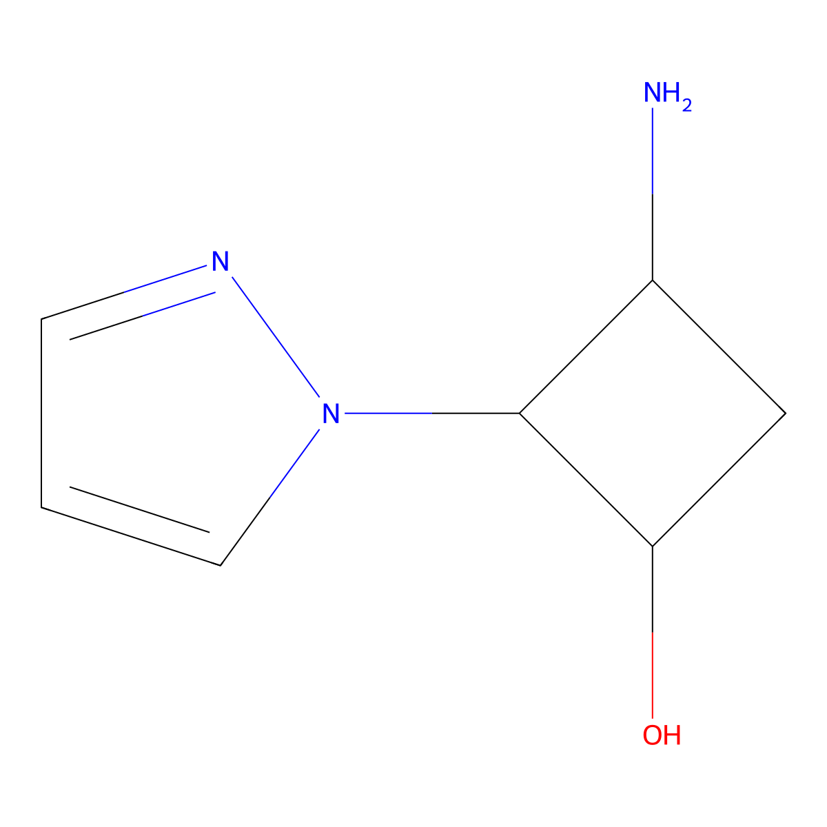 3-Amino-2-(1H-pyrazol-1-yl)cyclobutan-1-ol molecular structure, CAS 1909336-44-2