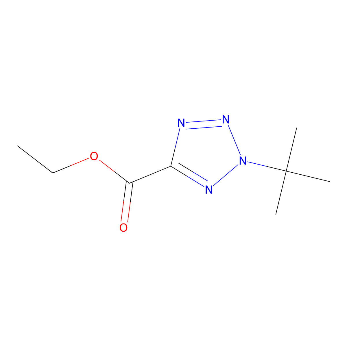 ethyl 2-tert-butyl-2H-1,2,3,4-tetrazole-5-carboxylate molecular structure, CAS 1909336-51-1
