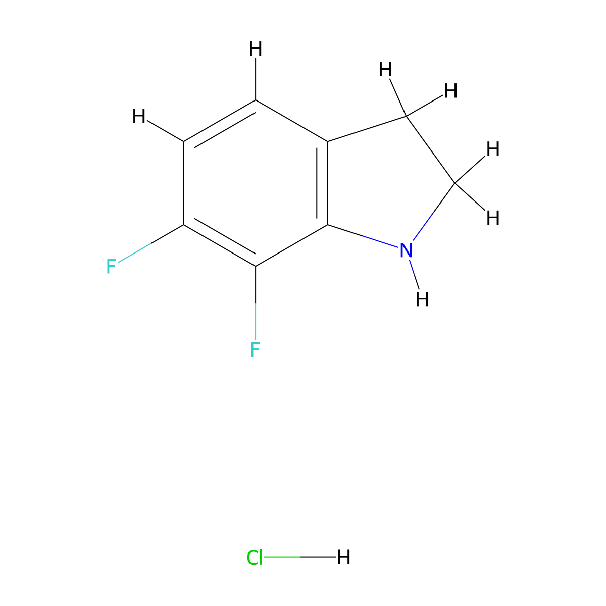 6,7-difluoro-2,3-dihydro-1H-indole hydrochloride molecular structure, CAS 1909336-58-8