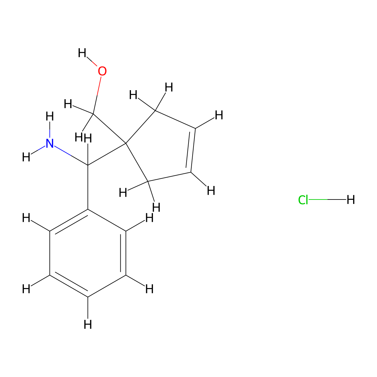 {1-[Amino(phenyl)methyl]cyclopent-3-en-1-yl}methanol hydrochloride molecular structure, CAS 1909336-69-1