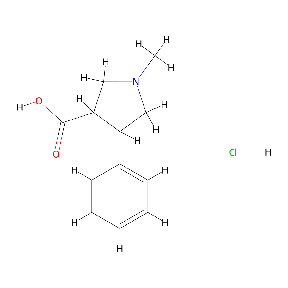 1-Methyl-4-phenylpyrrolidine-3-carboxylic acid hydrochloride molecular structure, CAS 1909336-70-4