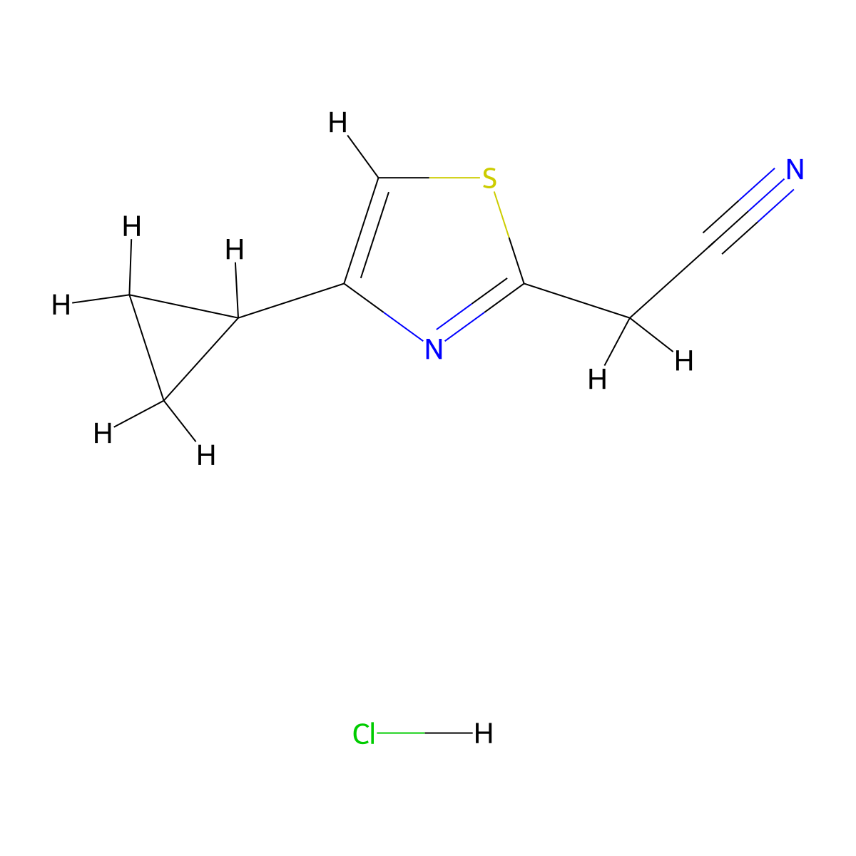 2-(4-Cyclopropyl-1,3-thiazol-2-yl)acetonitrile hydrochloride molecular structure, CAS 1909336-78-2