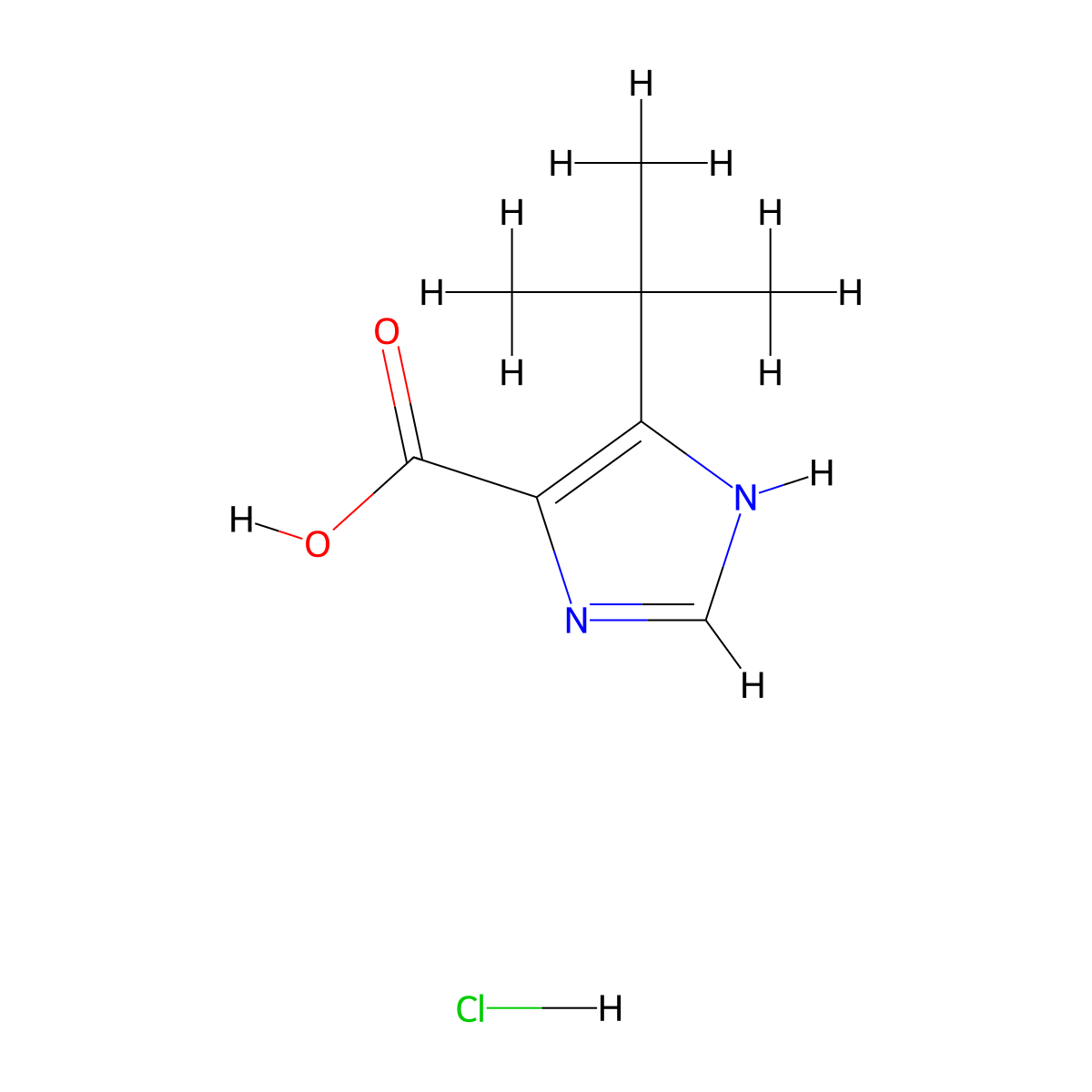 4-tert-butyl-1H-imidazole-5-carboxylic acid hydrochloride molecular structure, CAS 1909336-81-7