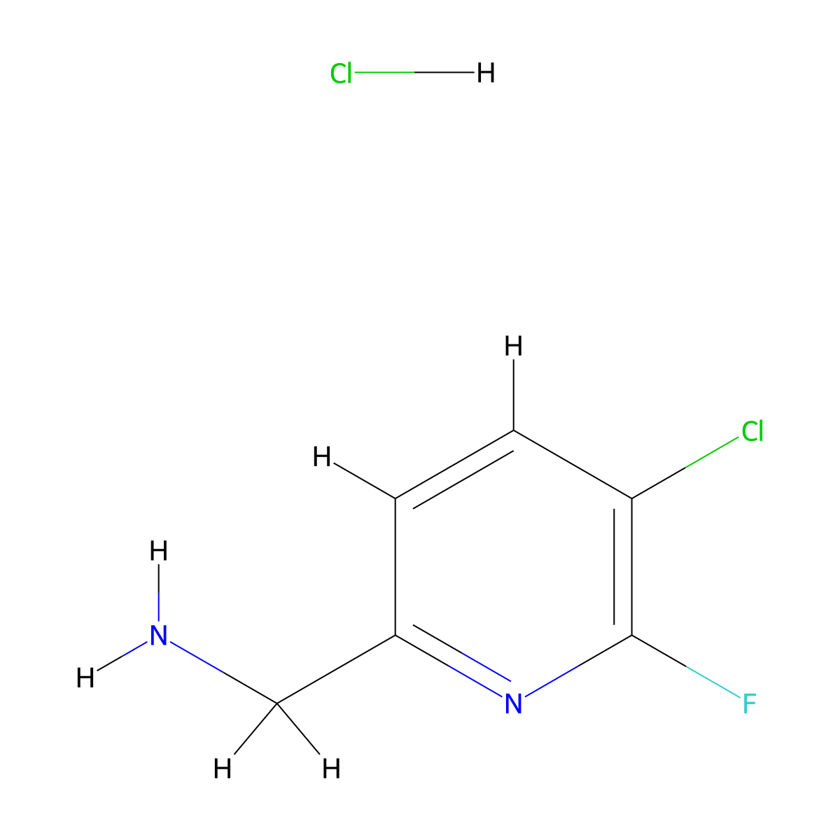 (5-Chloro-6-fluoropyridin-2-yl)methanamine hydrochloride molecular structure, CAS 1909336-85-1
