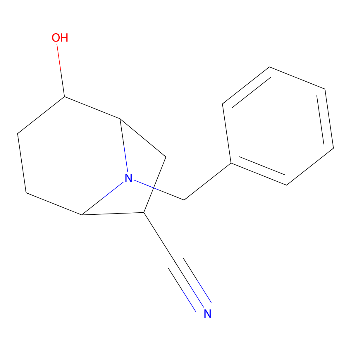 8-Benzyl-2-hydroxy-8-azabicyclo[3.2.1]octane-6-carbonitrile molecular structure, CAS 1909336-94-2